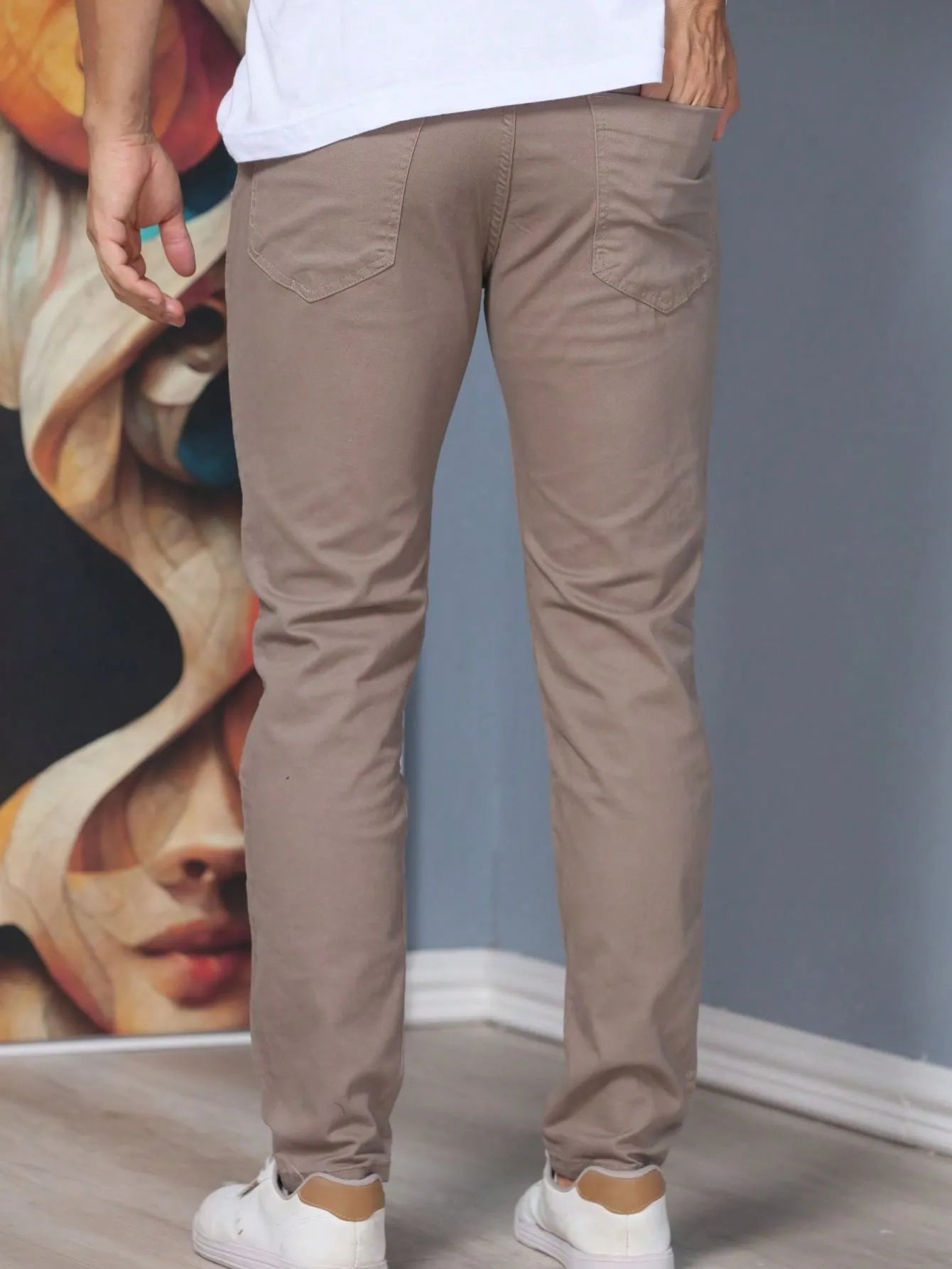 Calça Masculina Sarja Brim Slim com Lycra