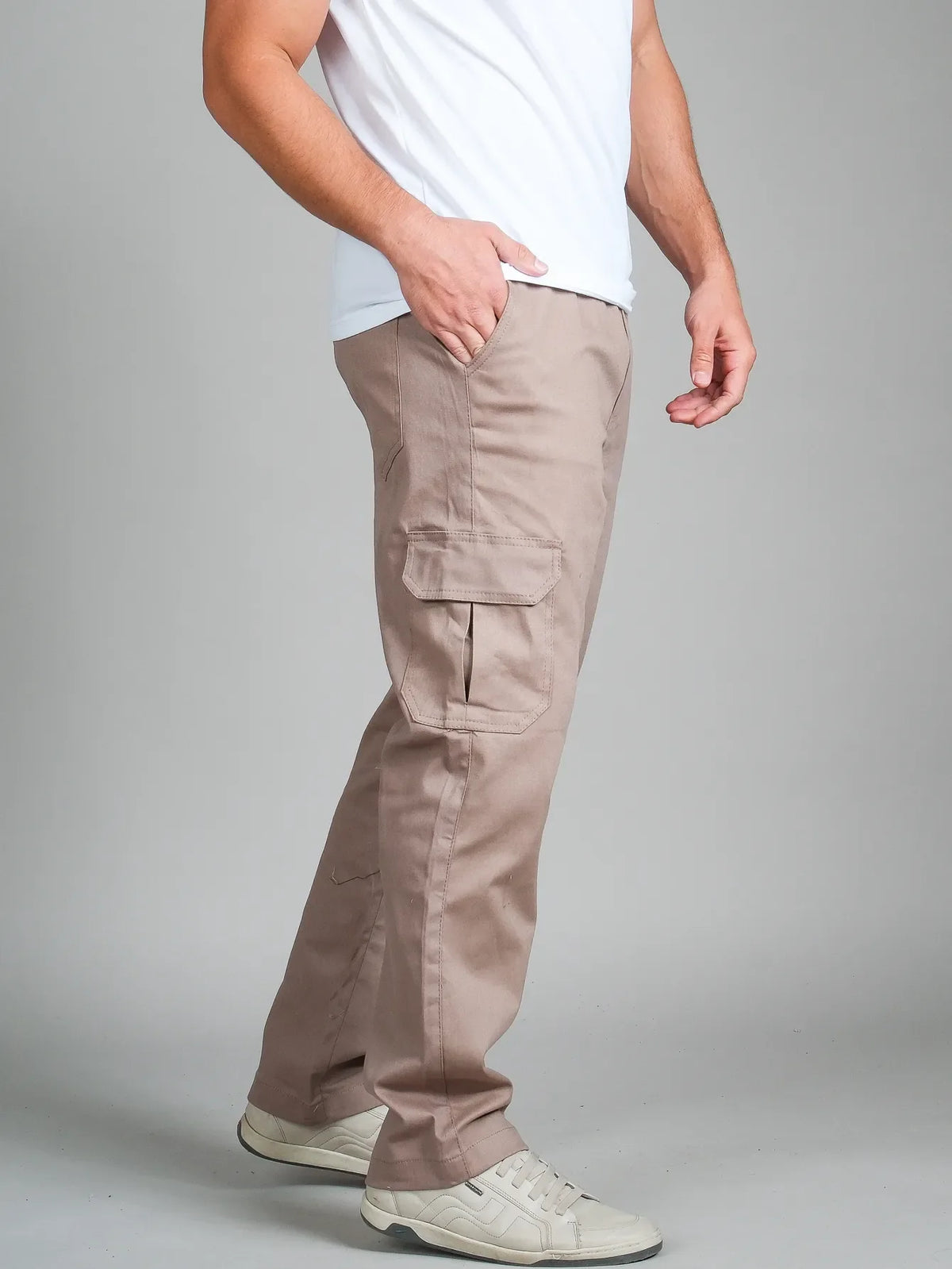 Calca cargo sarja masculino com elásticos