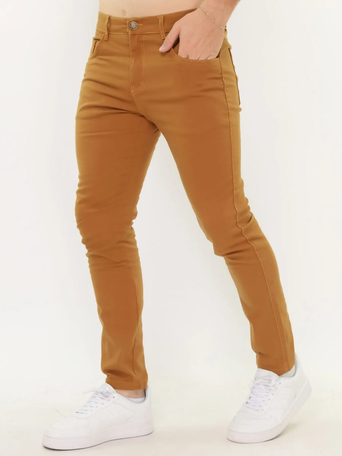 Calça Masculina Sarja Brim Slim com Lycra