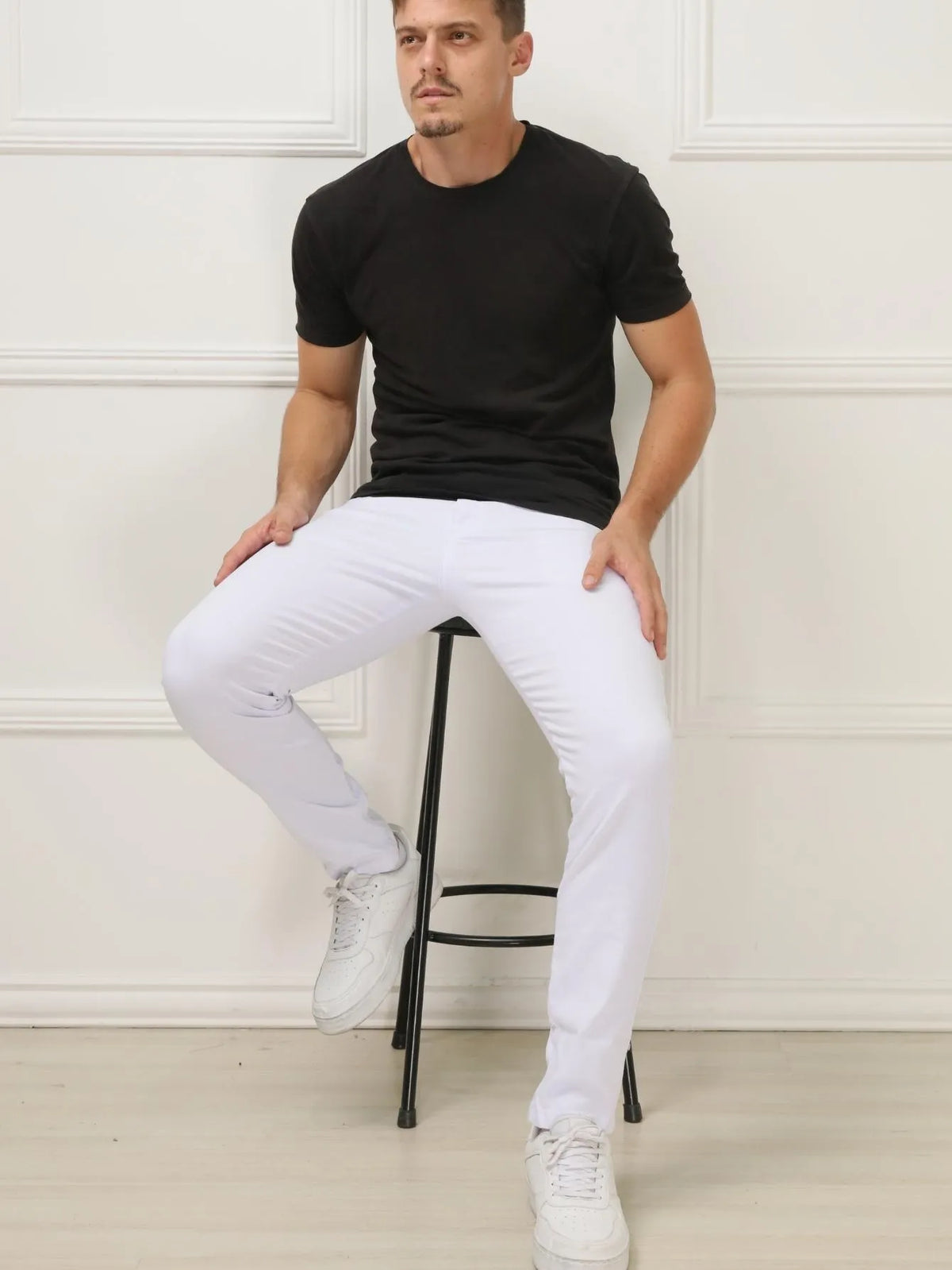 Calça Masculina Sarja Brim Slim com Lycra