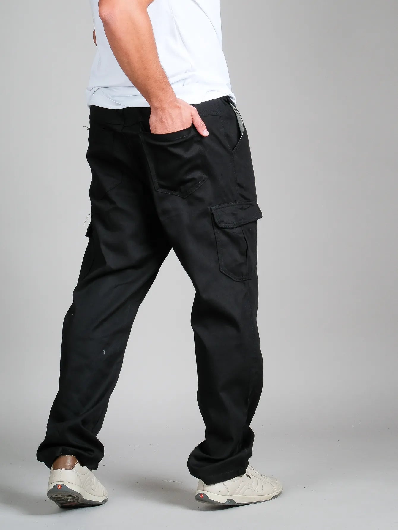 Calca cargo sarja masculino com elásticos