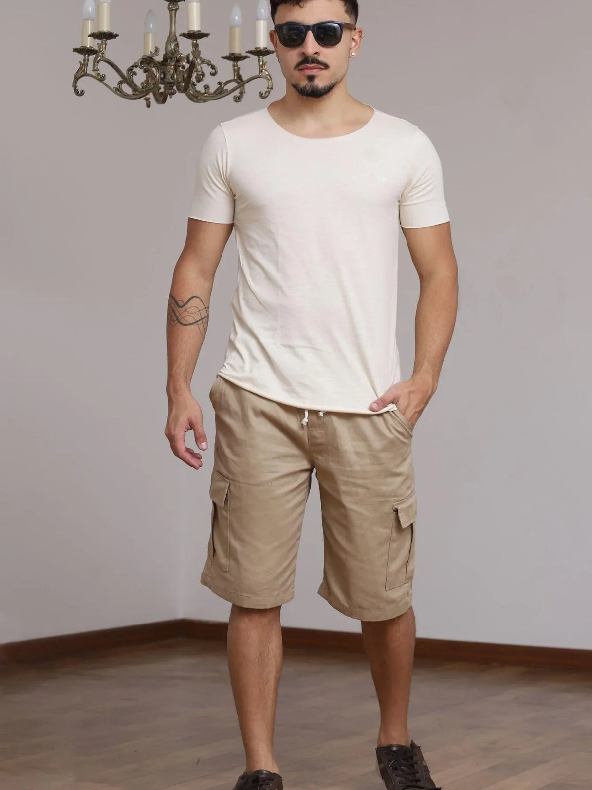 Bermuda Cargo Larga Masculina Streetwear 6 Bolsos