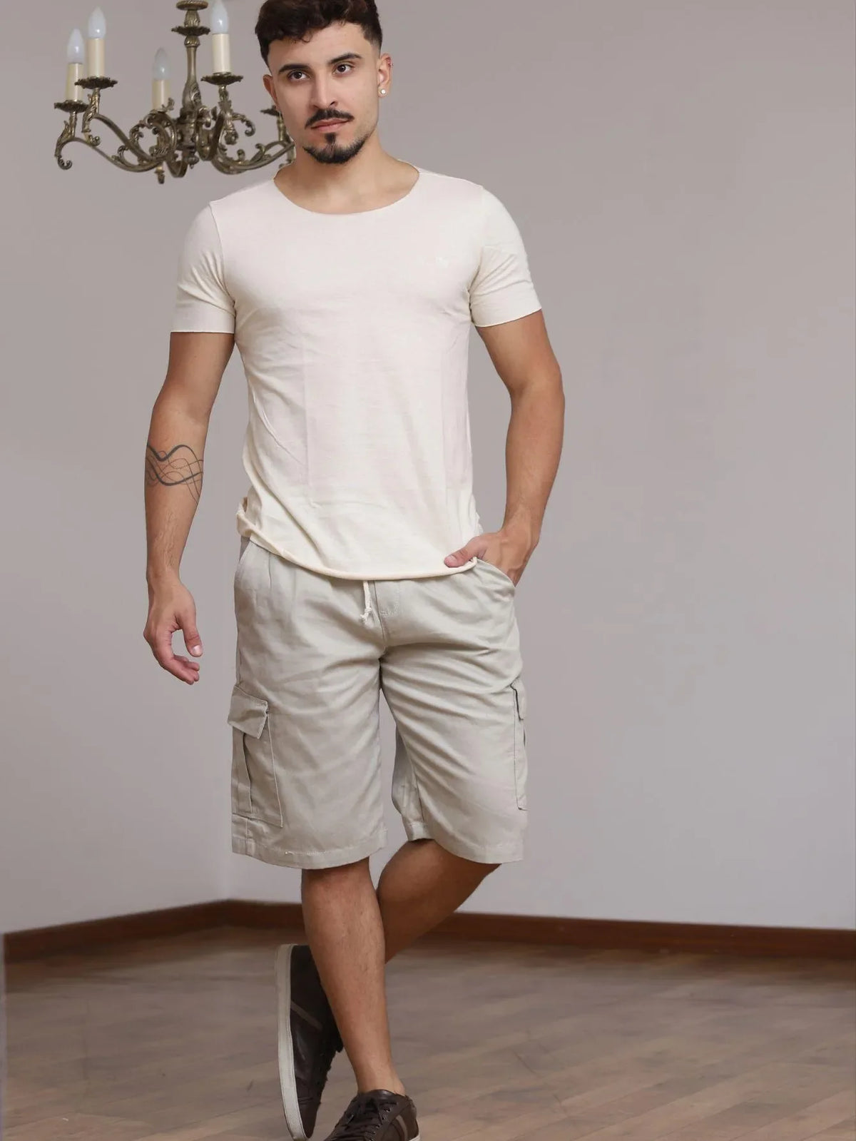 Bermuda Cargo Larga Masculina Streetwear 6 Bolsos