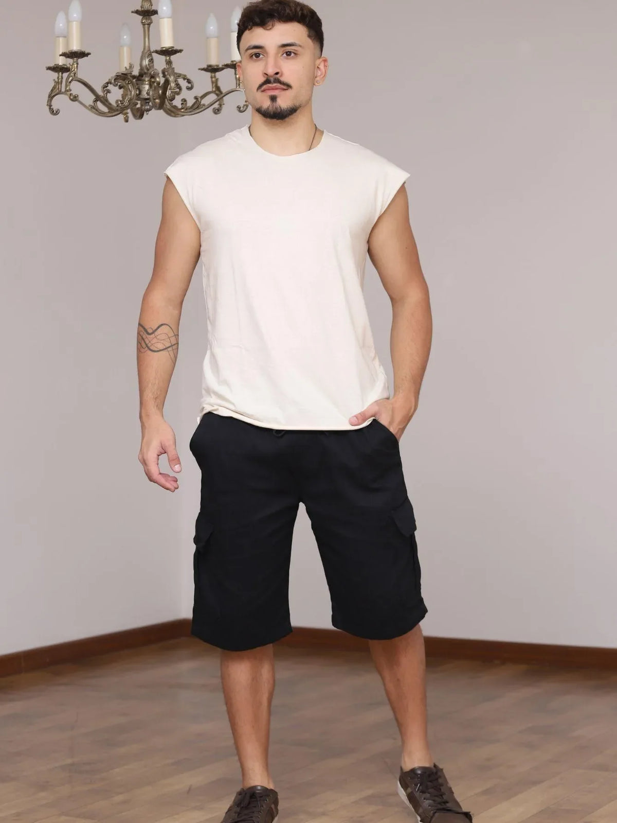 Bermuda Cargo Larga Masculina Streetwear 6 Bolsos