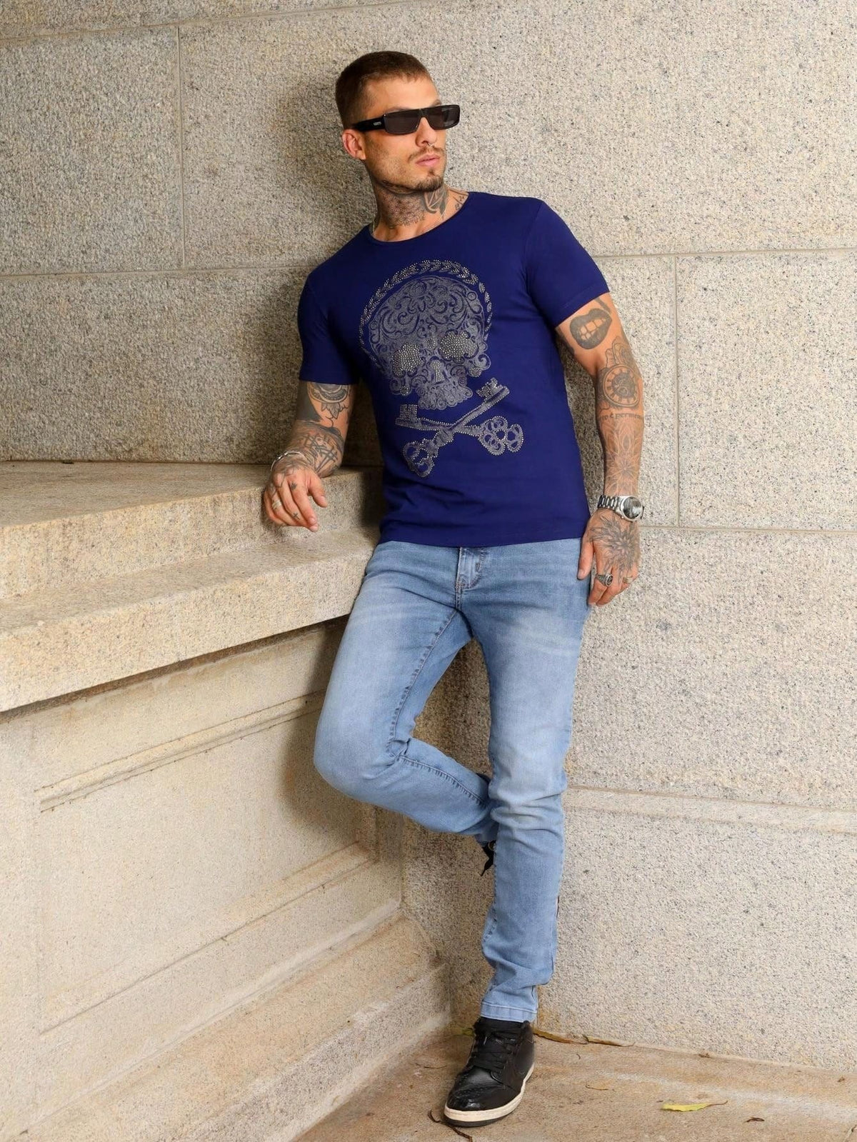 Calça masculina Jeans skinny com lycra