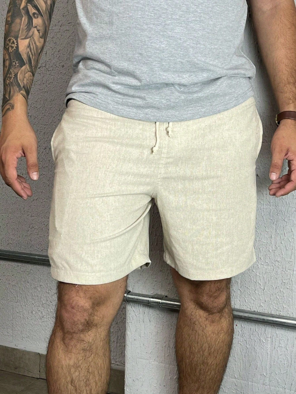Bermuda em Linho Masculina com Cordão