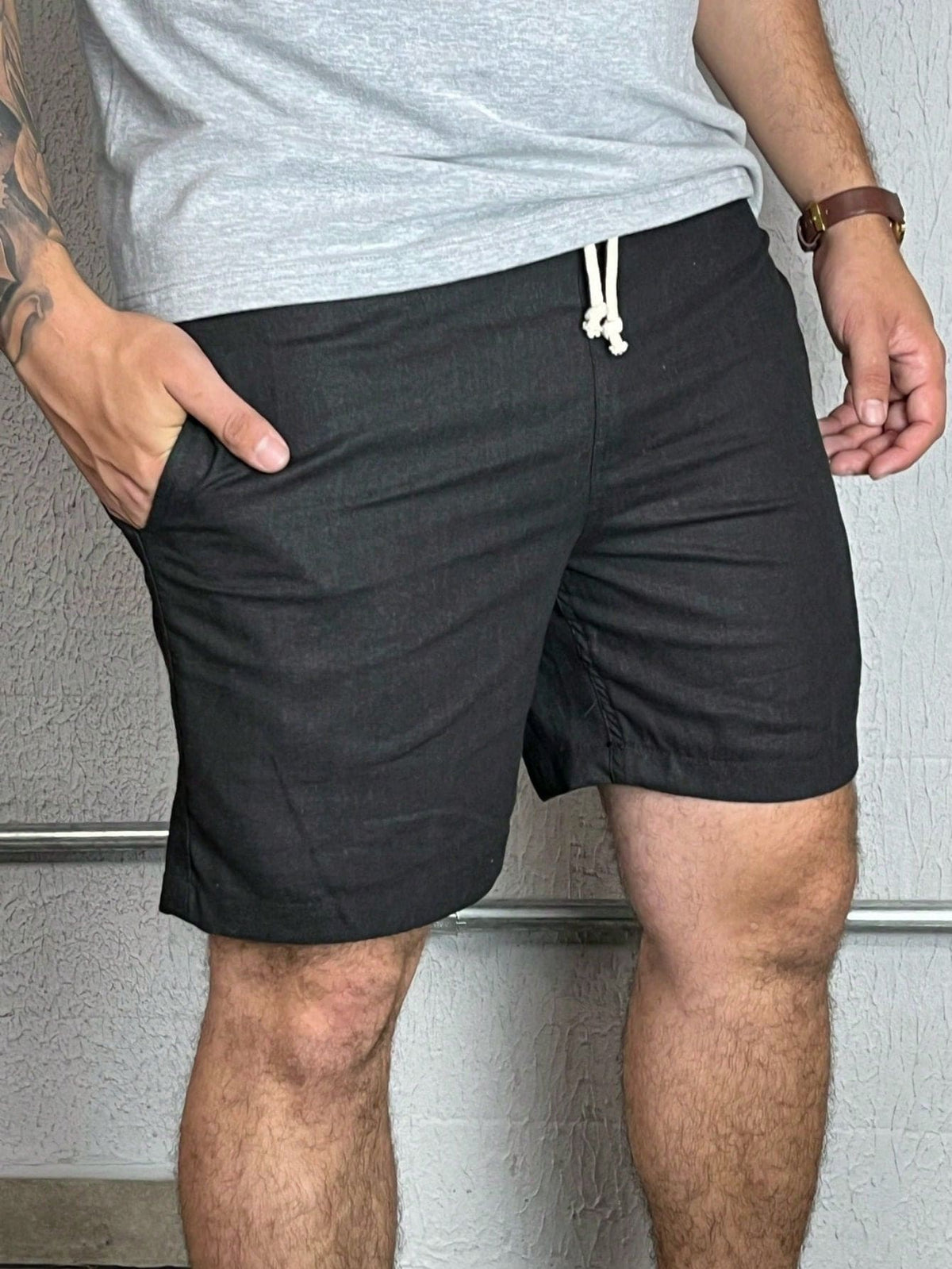 Bermuda em Linho Masculina com Cordão
