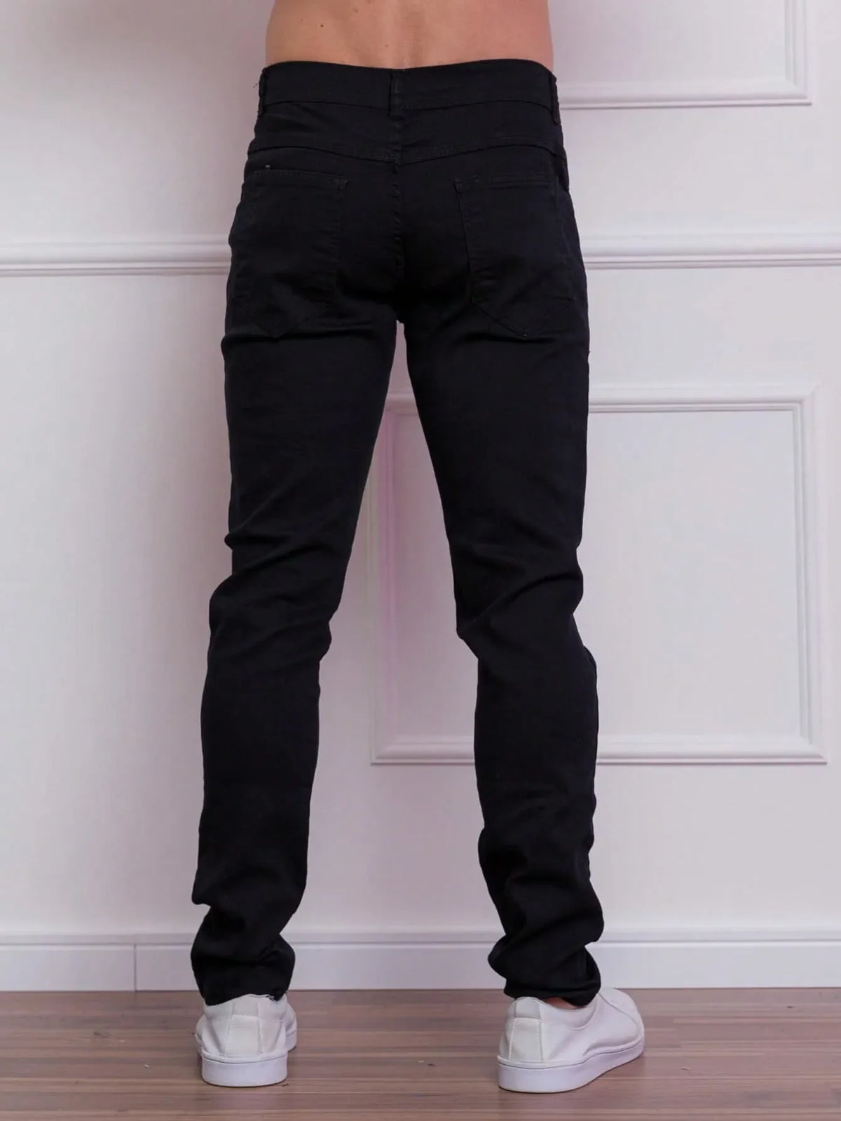 Calça jeans preta skinny masculina