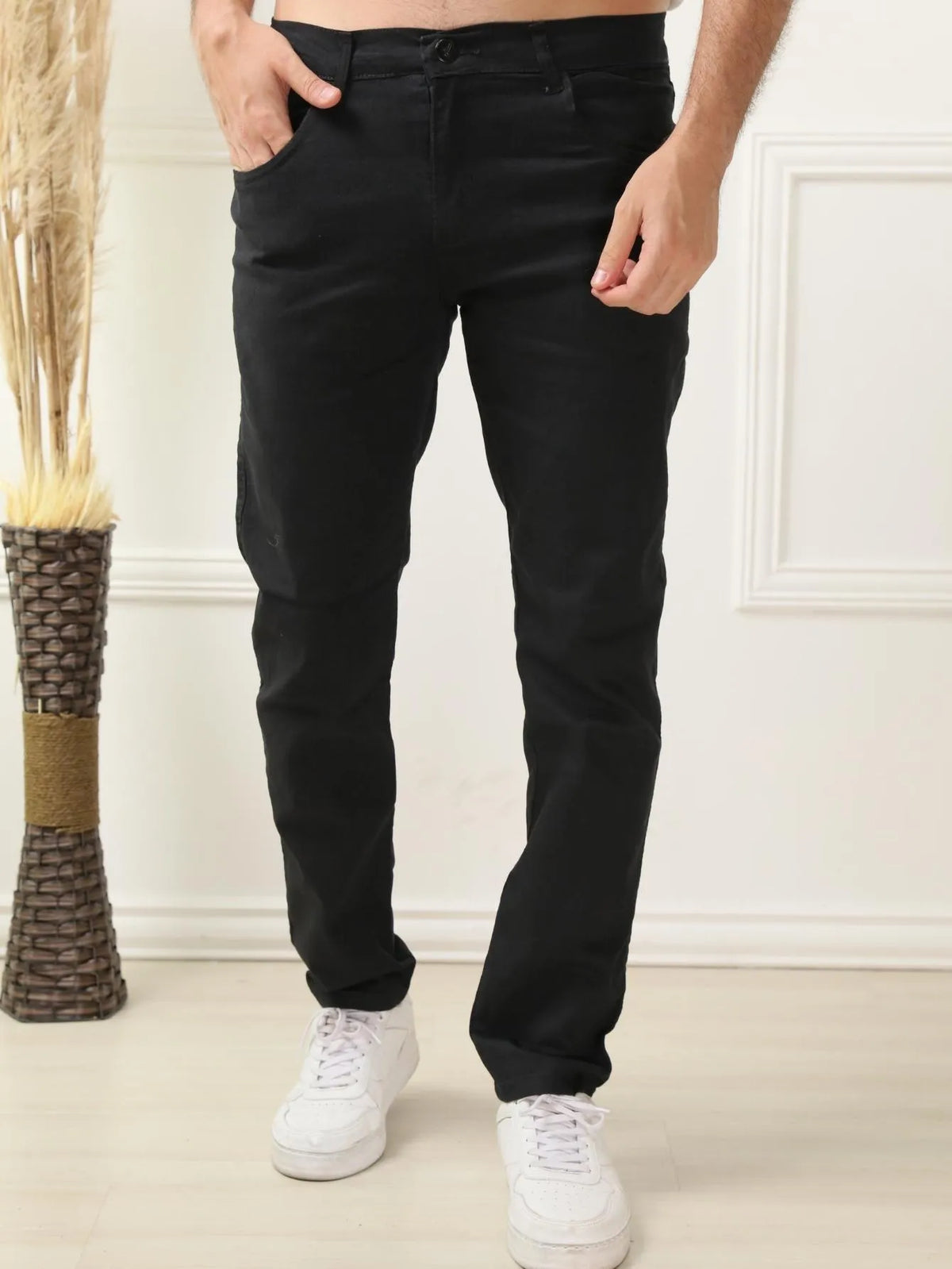 Calça Masculina Sarja Brim Slim com Lycra