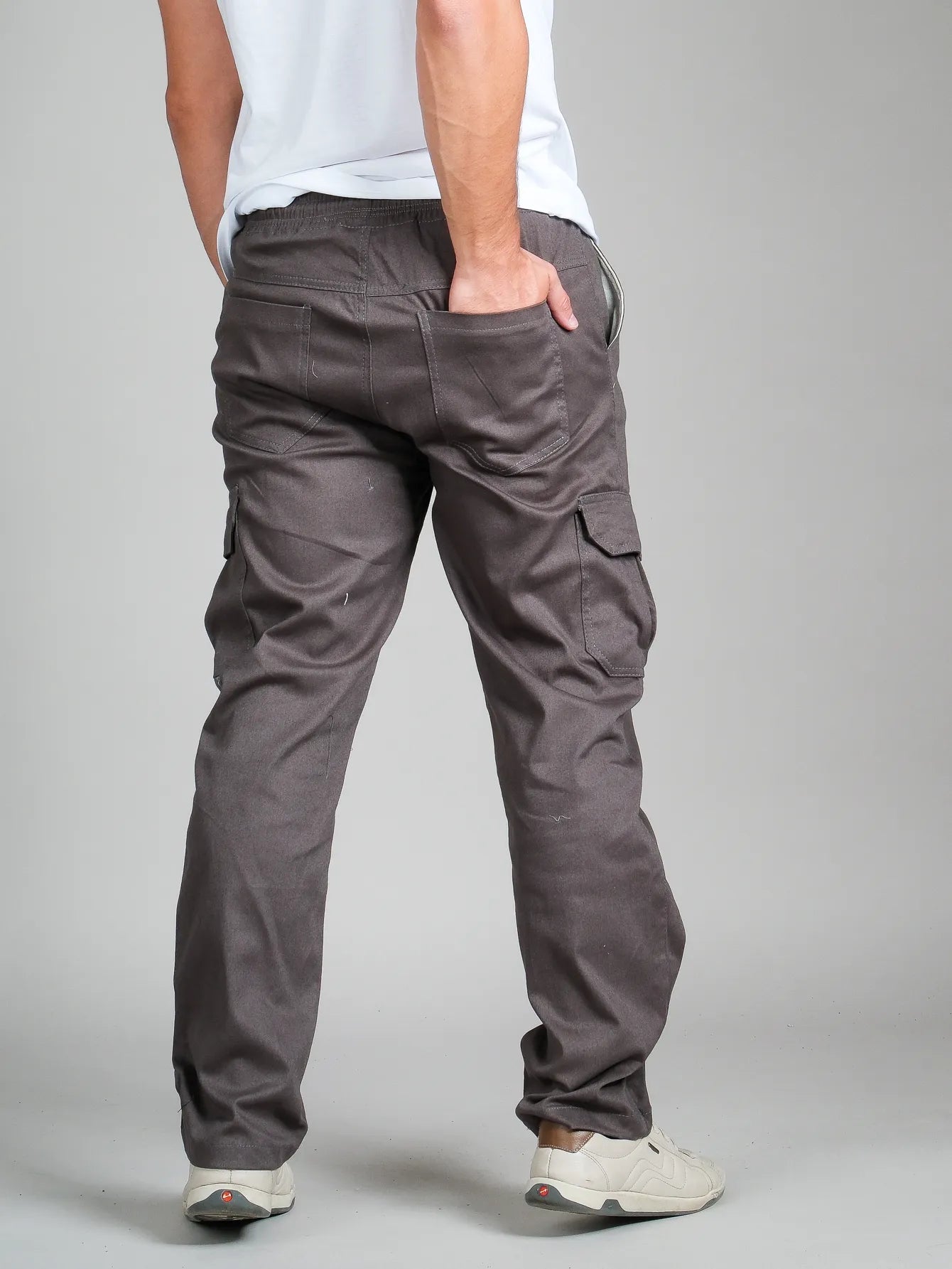 Calca cargo sarja masculino com elásticos