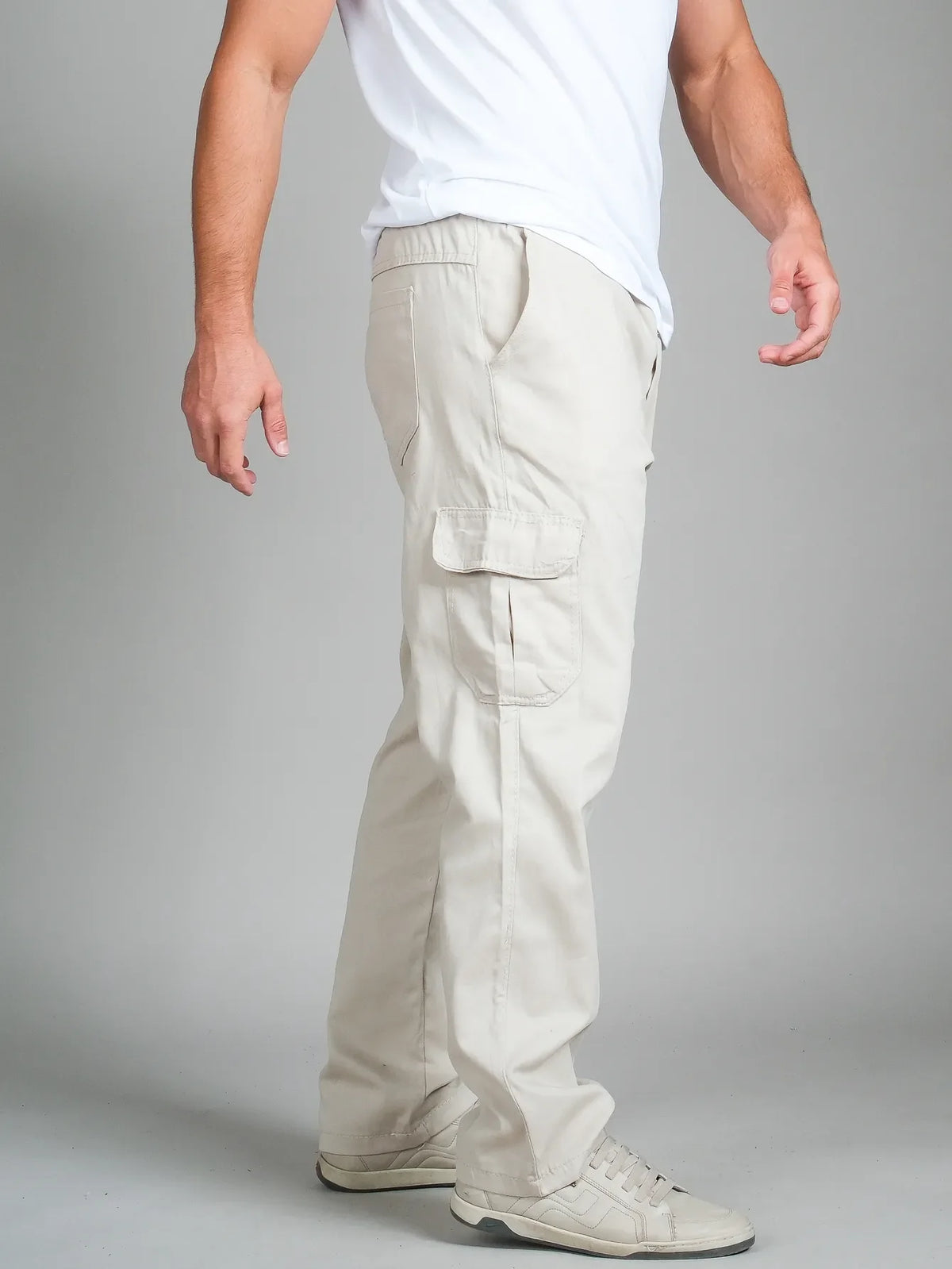 Calca cargo sarja masculino com elásticos